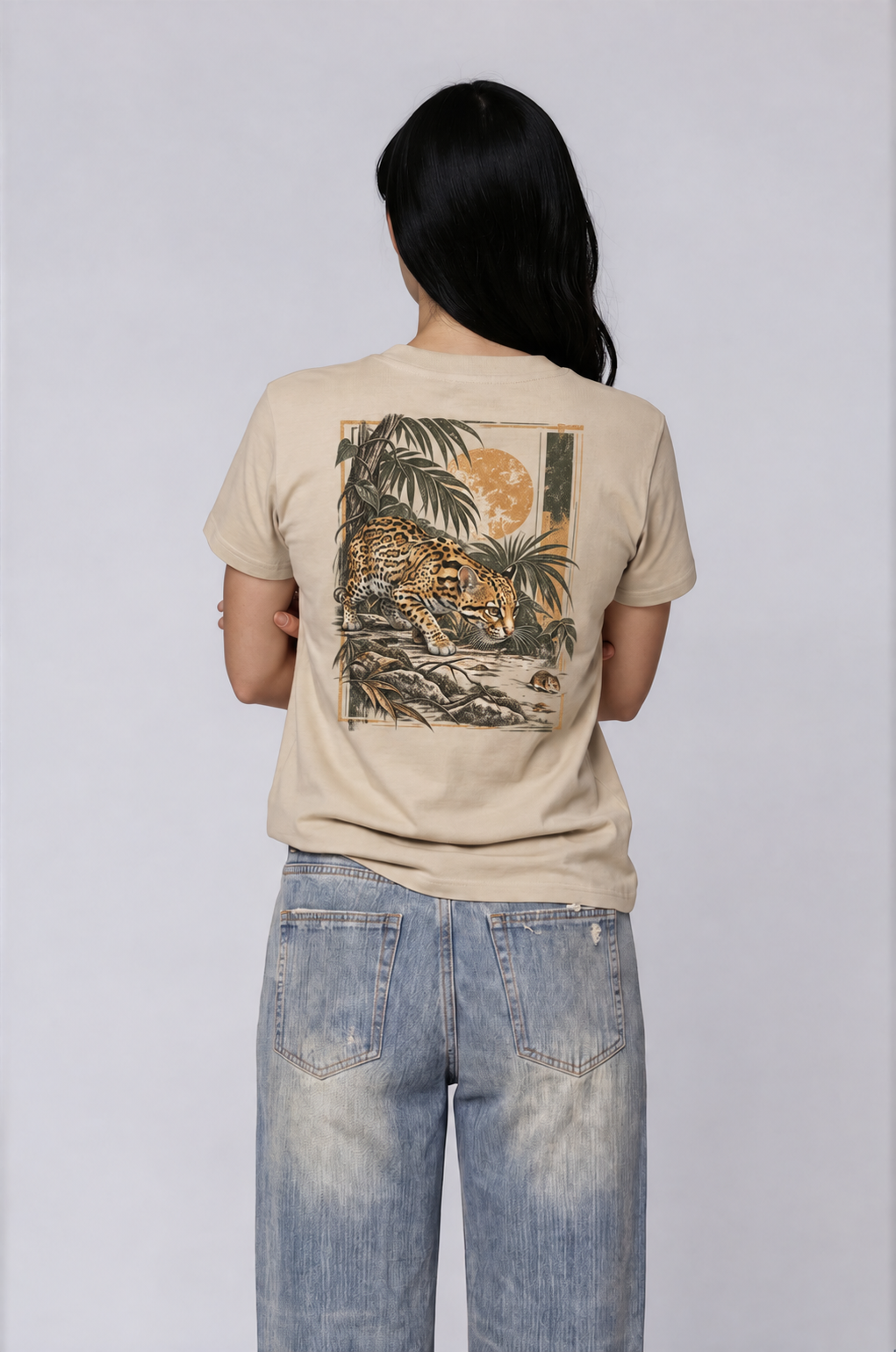 Ocelot Women's Slim Fit T-shirt - Khaki - back