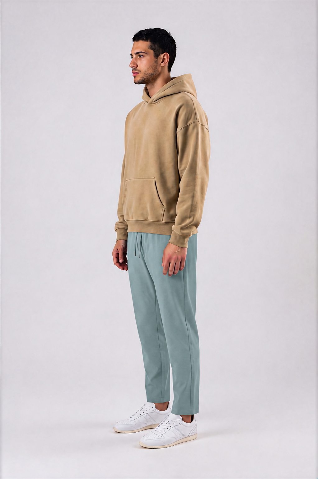 Lightweight Tapered Track Pants - Gray Blue - side