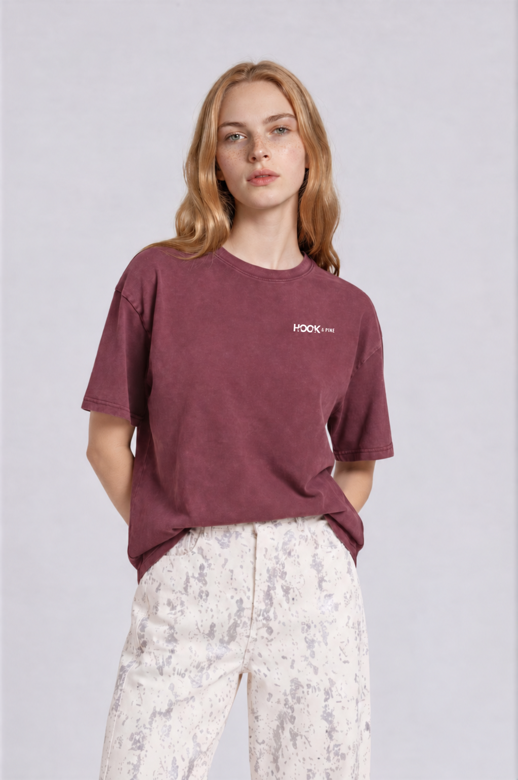 Pine Tree Thick Oversized Tee - Red - front - w