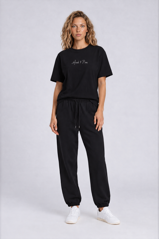 Lightweight Cotton Classic Fit Tee - Black - front - w