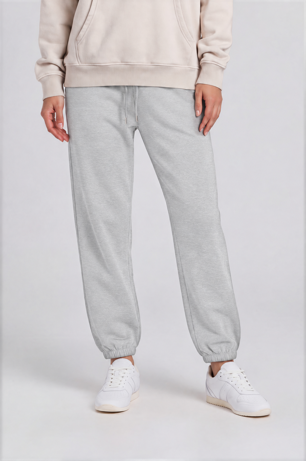 Women's Jogger Sweatpants - Flower Gray - front detail