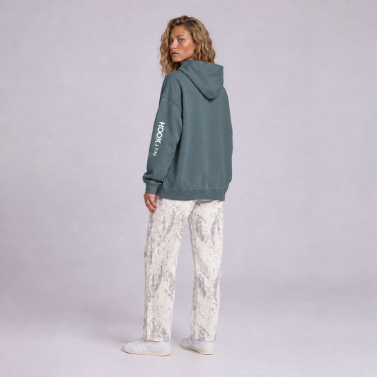 Logo Sleeve Oversized Hoodie - Gray Blue - back