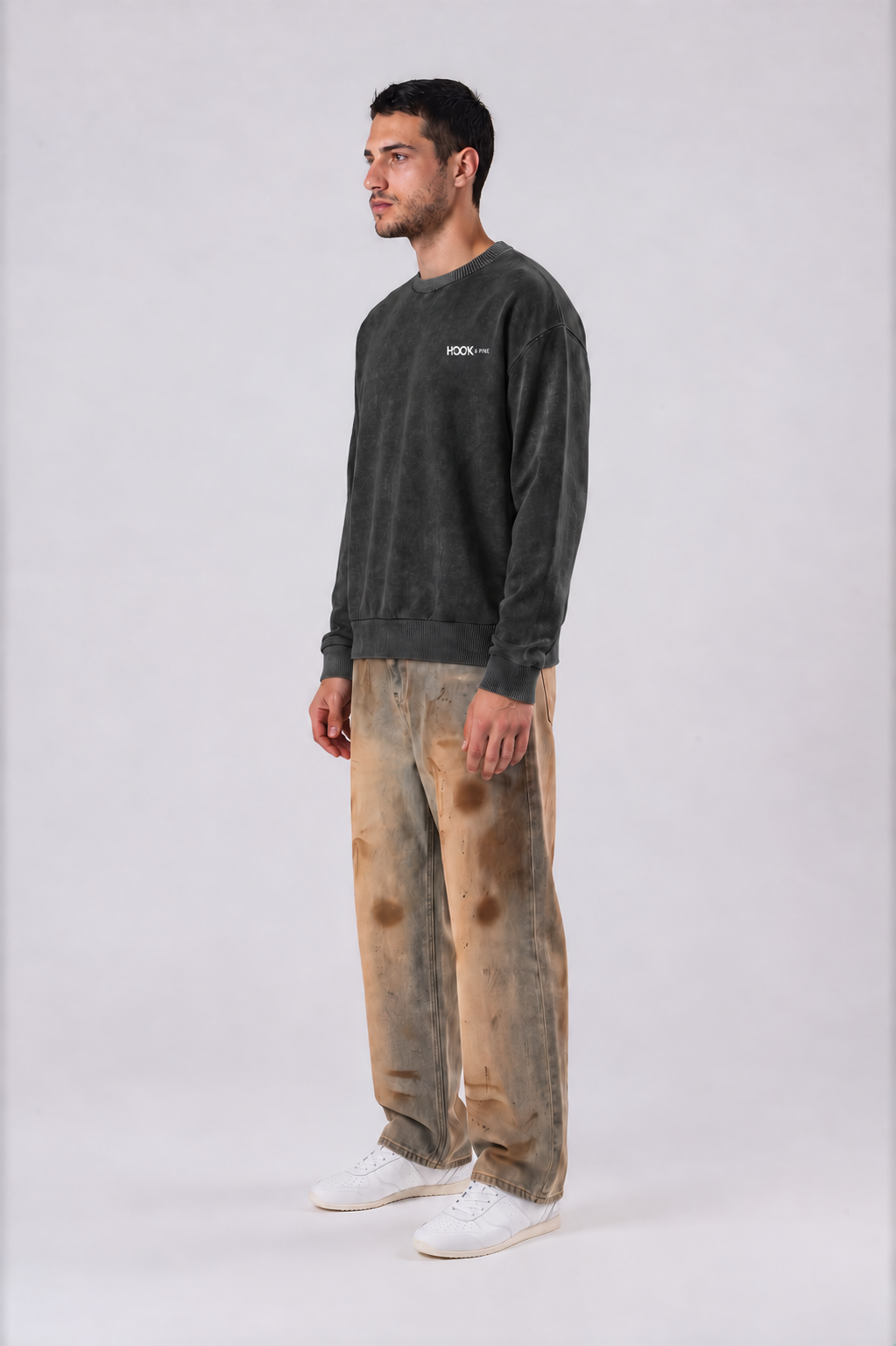 Men's Oversized Lightweight Sweater - Black - side - m