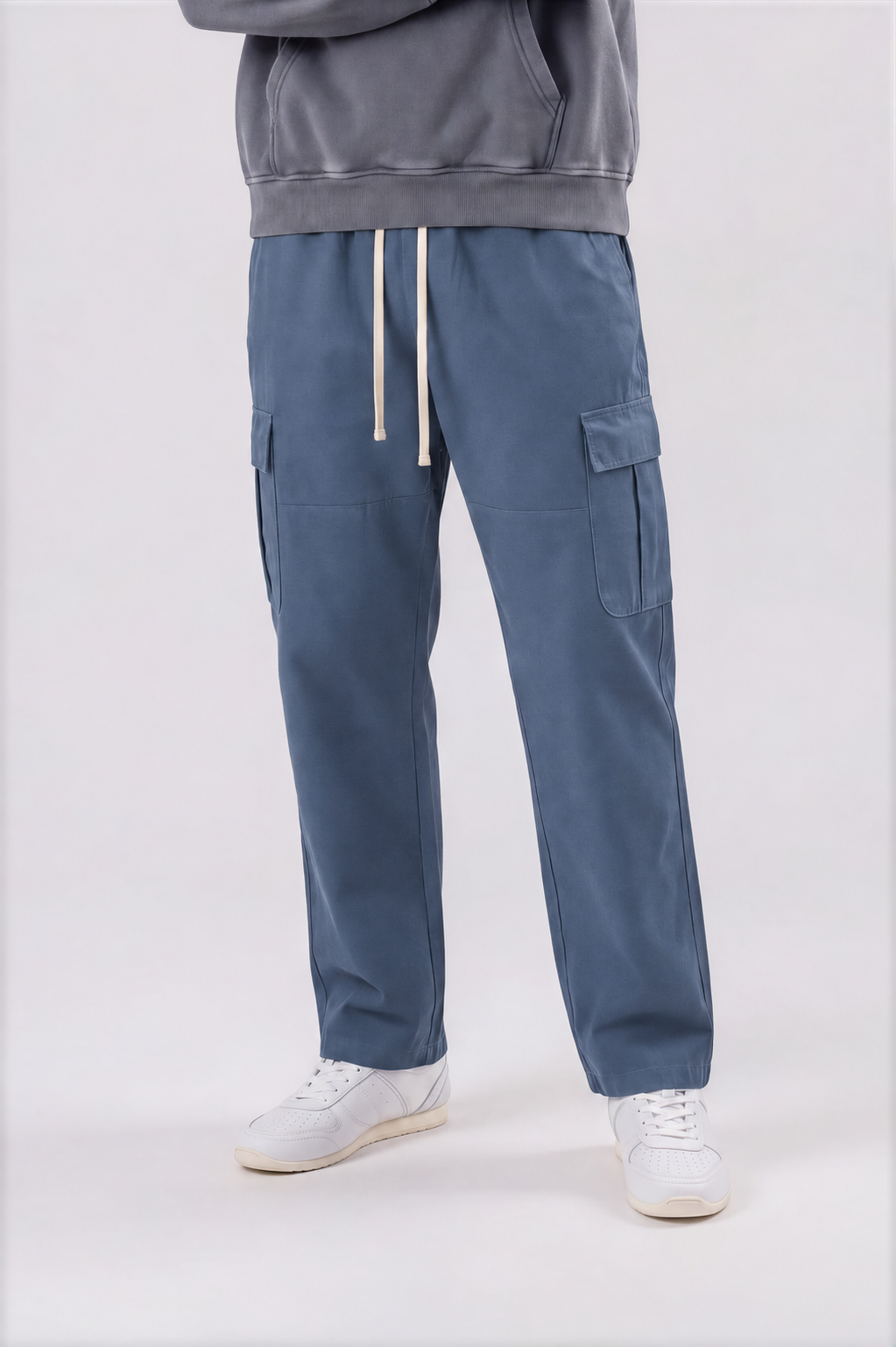 Men's Straight-Leg Cargo Pants - Haze Blue - front detail - m