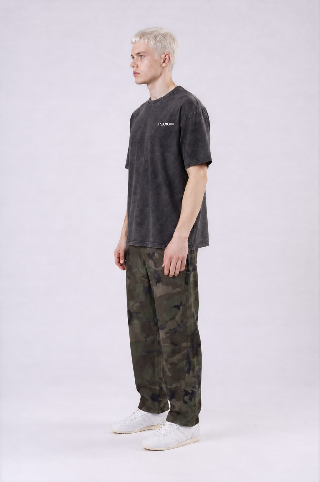 Pine Tree Thick Oversized Tee - Black - side - m
