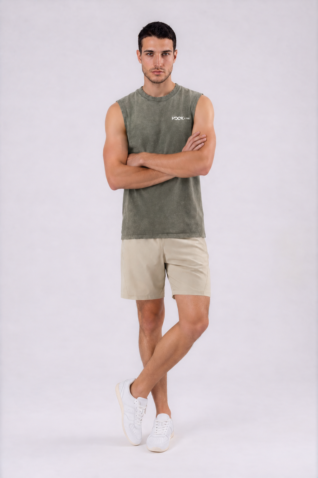 Men's Logo Frayed Cut-Off - Gray Green - front - m
