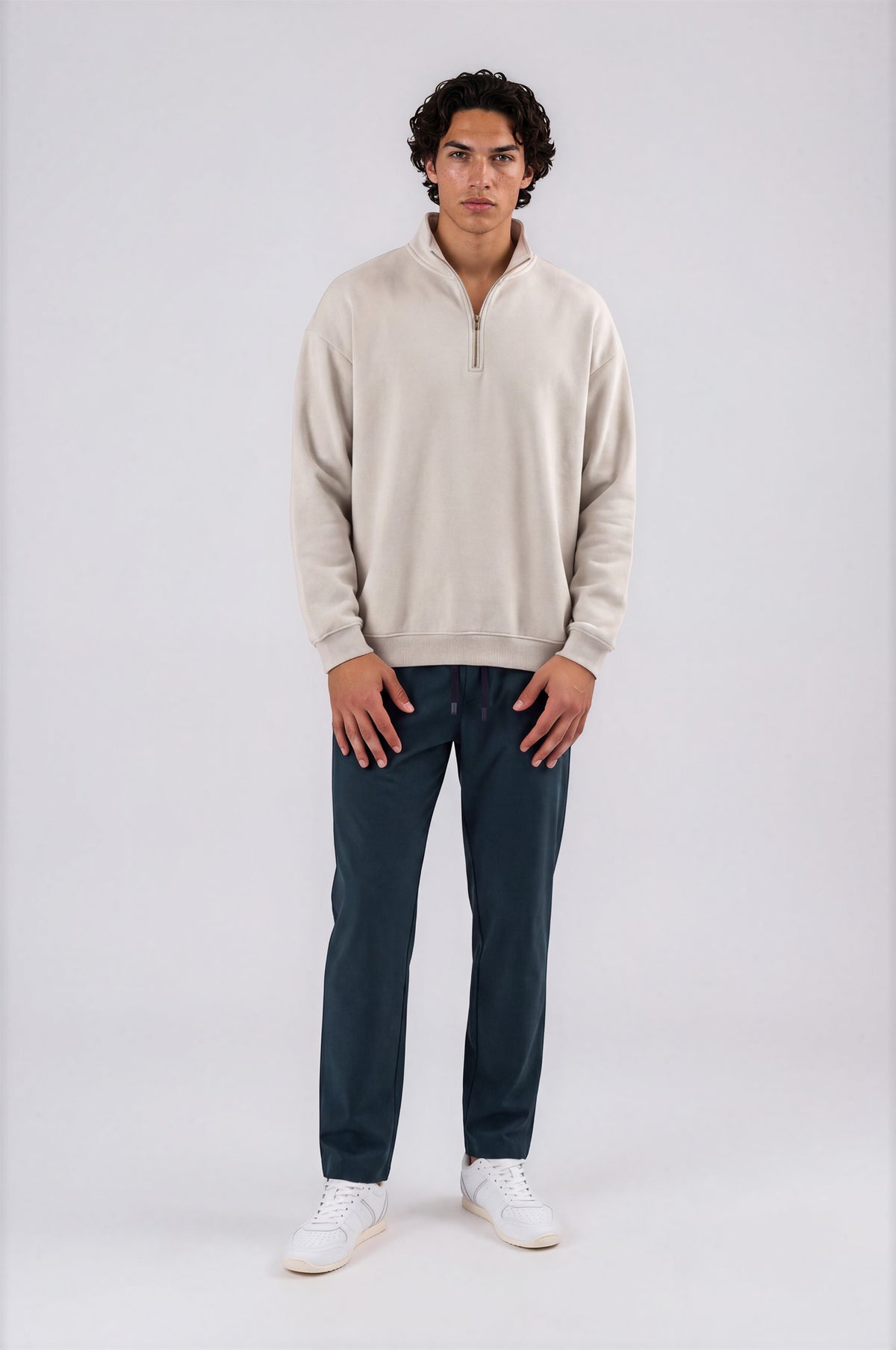 Lightweight Tapered Track Pants - Navy Blue - front