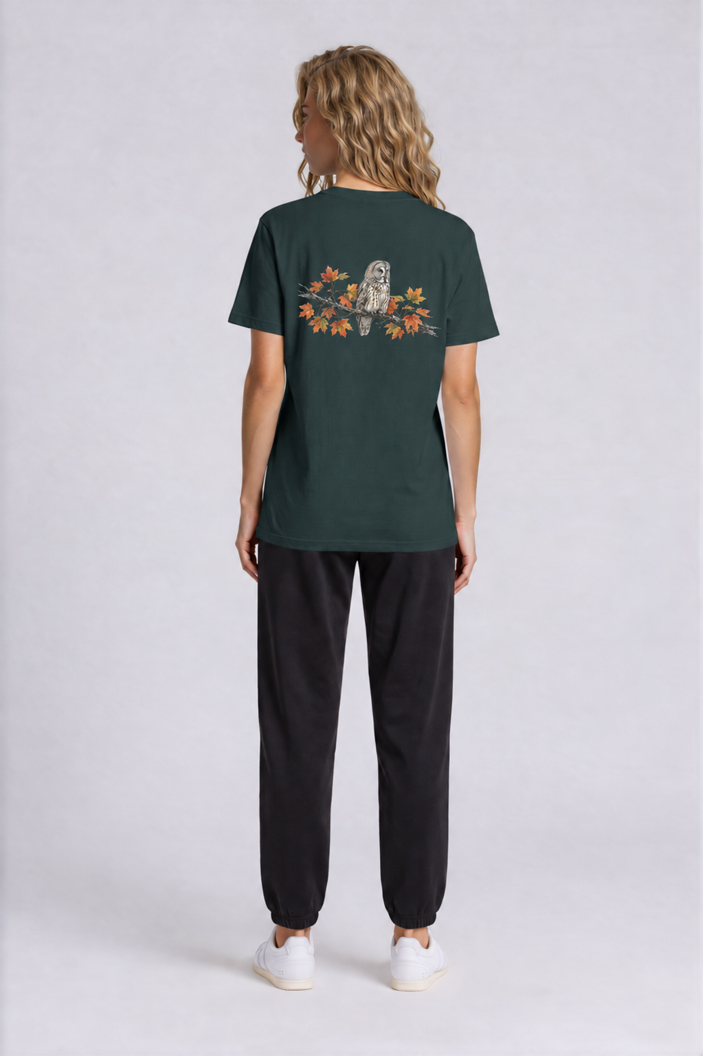 Great Grey Owl Tee - Vintage Green - front - w