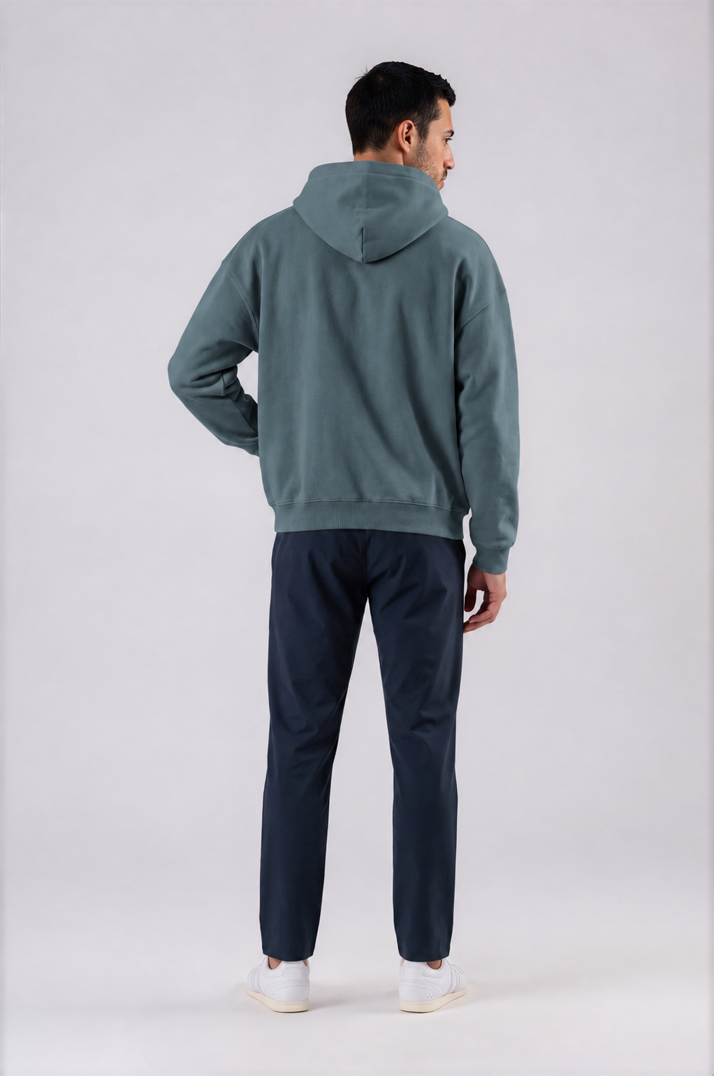 Logo Sleeve Oversized Hoodie - Gray Blue - back - m