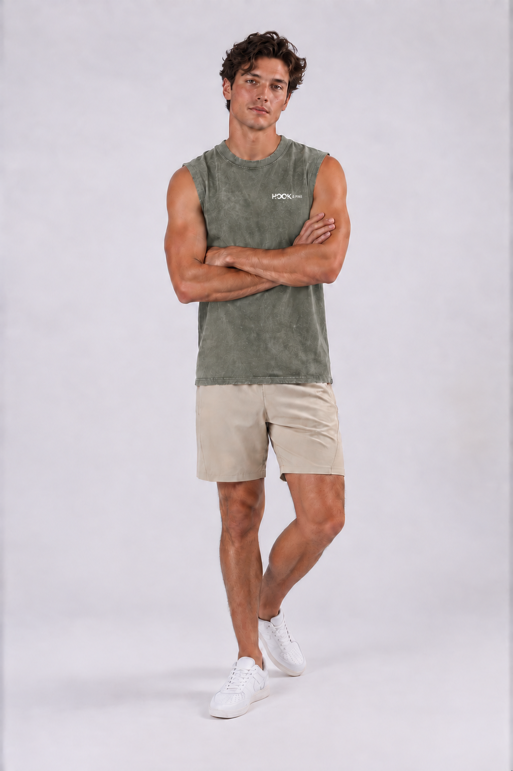 Men's Logo Frayed Cut-Off - Gray Green - front - m