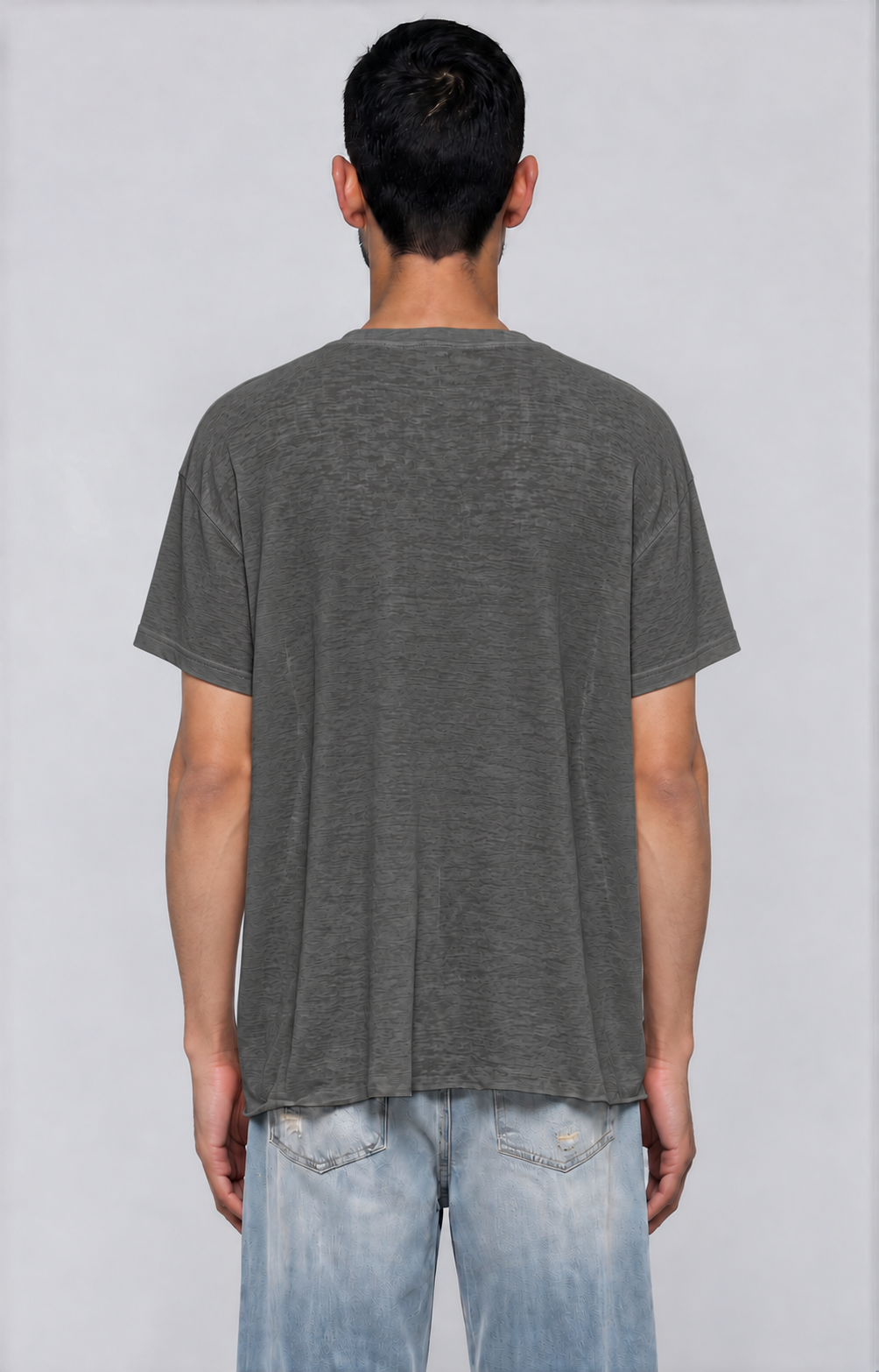 Thin Lyocell Boxy Tee - Gray - back - m