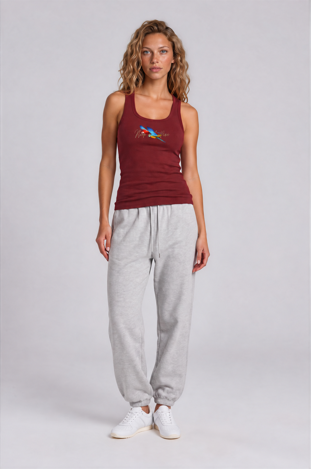 Women's Macaw Tank - Wine Red - front