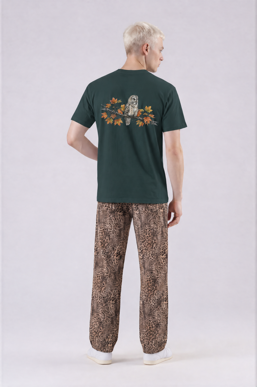 Great Grey Owl Tee - Vintage Green - back - m