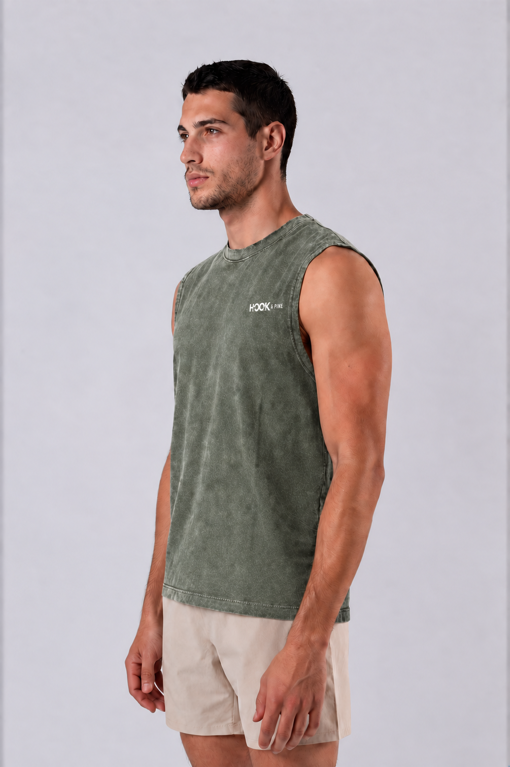 Men's Logo Frayed Cut-Off - Gray Green - side - m