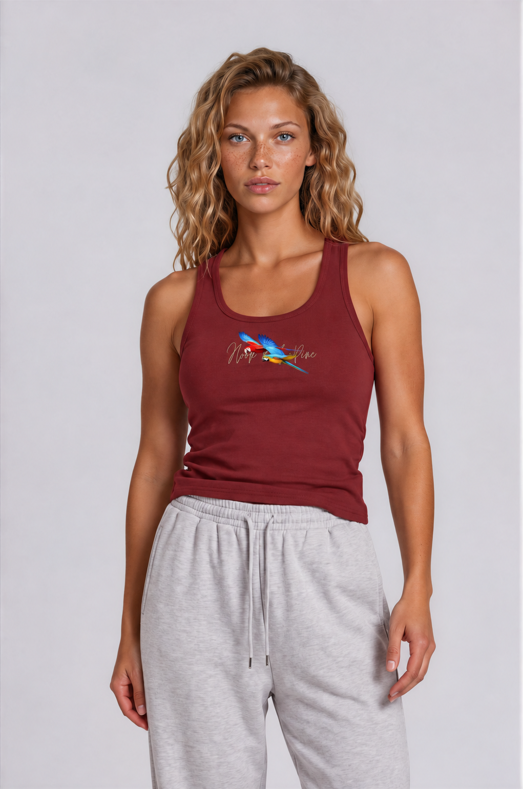 Women's Macaw Tank - Wine Red - front