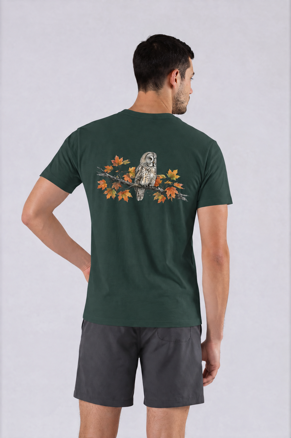Great Grey Owl Tee - Vintage Green - back - m