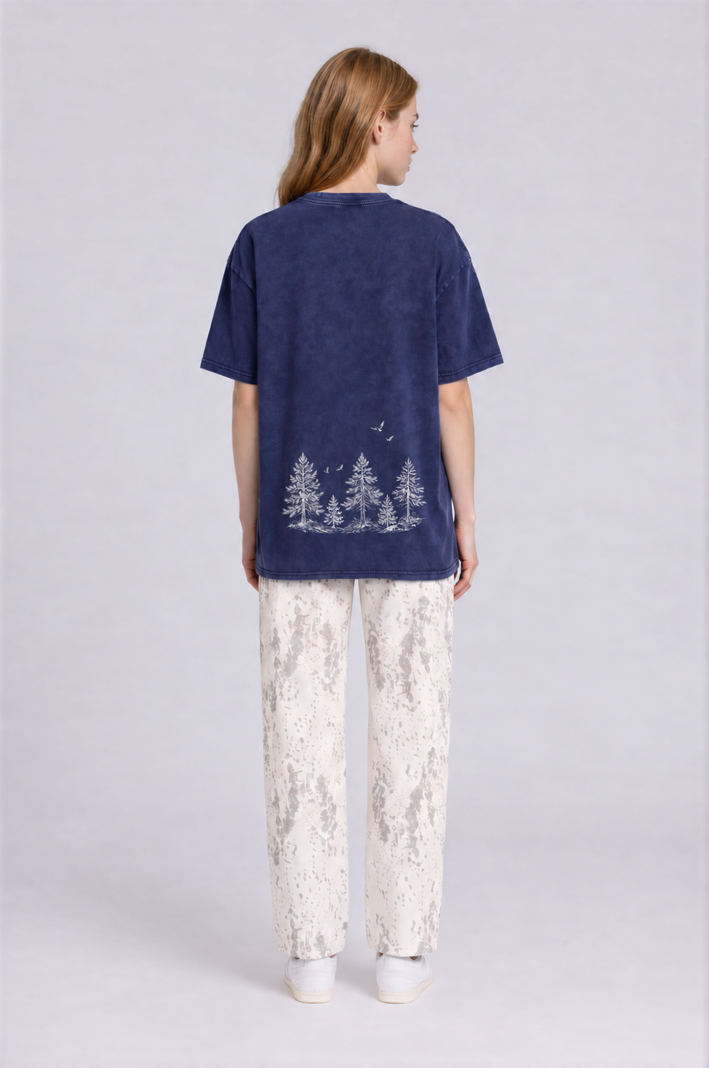 Pine Tree Thick Oversized Tee - Royal Blue - back - w