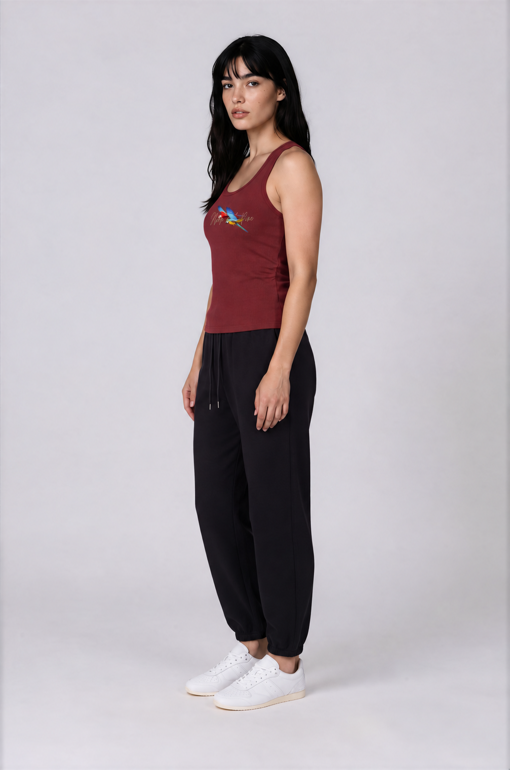 Women's Macaw Tank - Wine Red - front