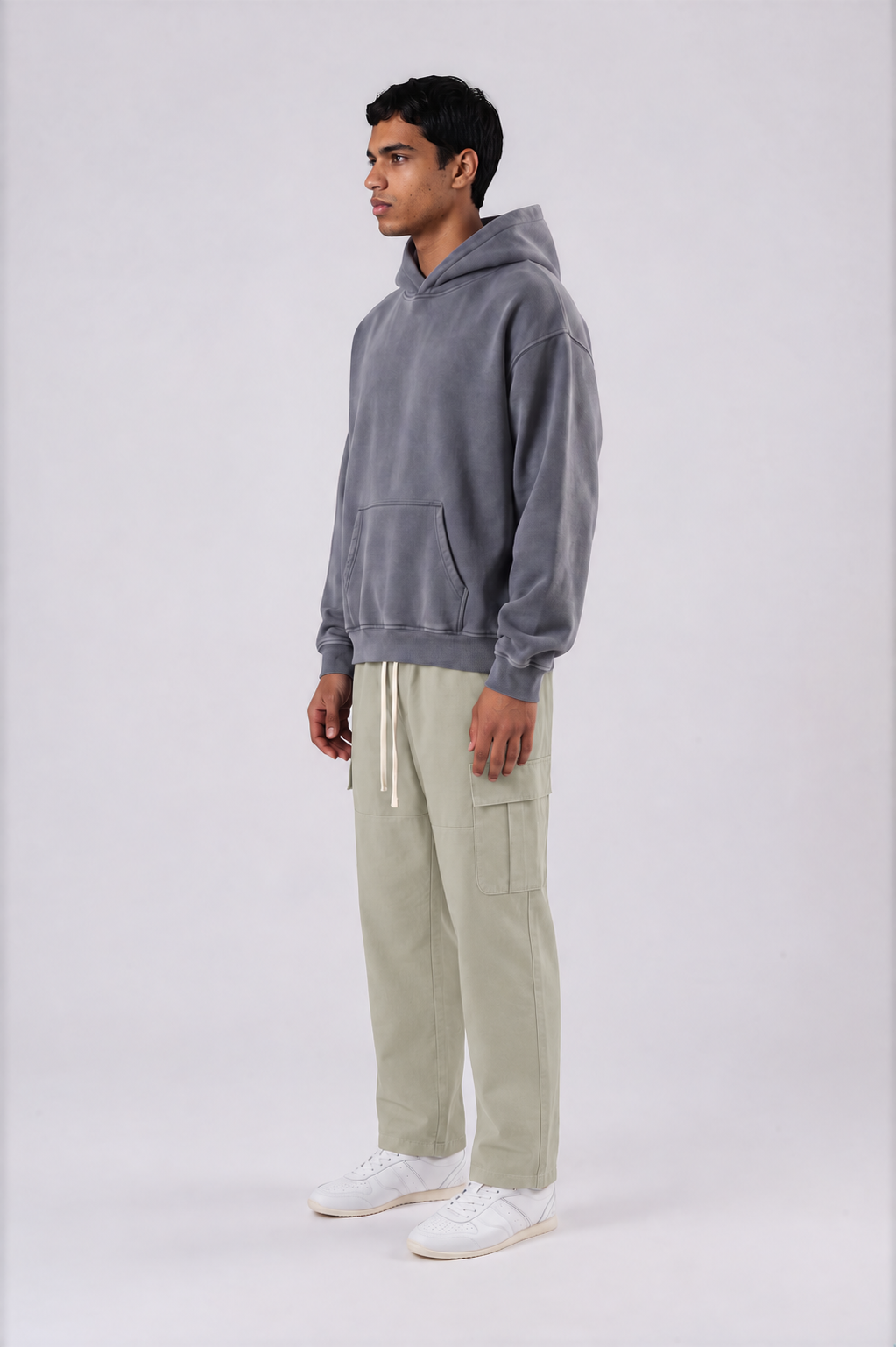 Men's Straight-Leg Cargo Pants - Light Gray - side - m