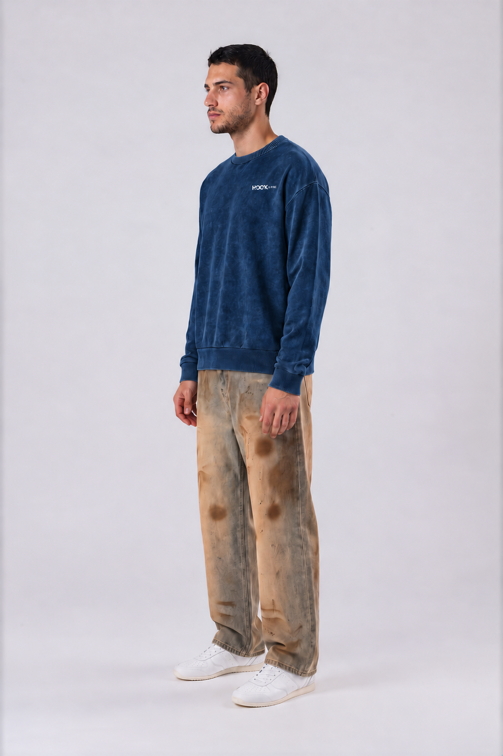 Men's Oversized Lightweight Sweater - Royal Blue - side - m