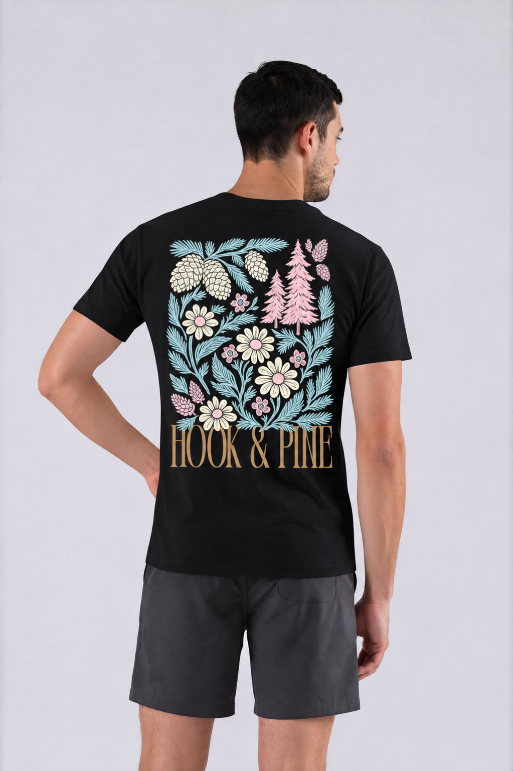 Floral Tee - Black - back