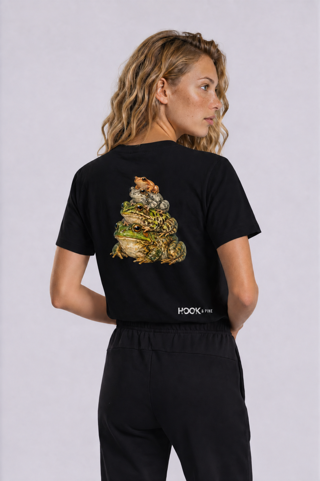 Stacked Frog Tee - Black - back