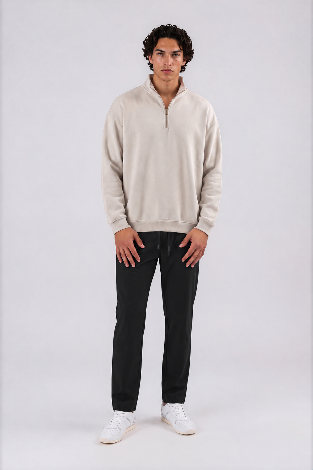 Lightweight Tapered Track Pants - Black - front