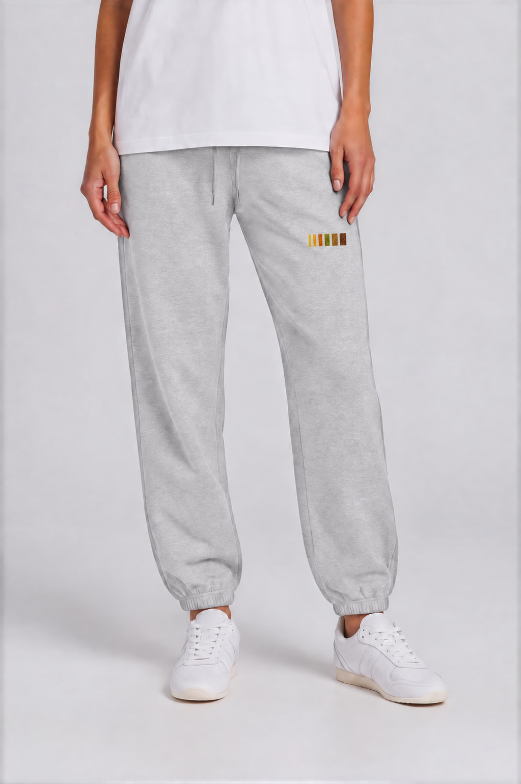 Women's Jogger Sweatpants - Flower Gray - front detail