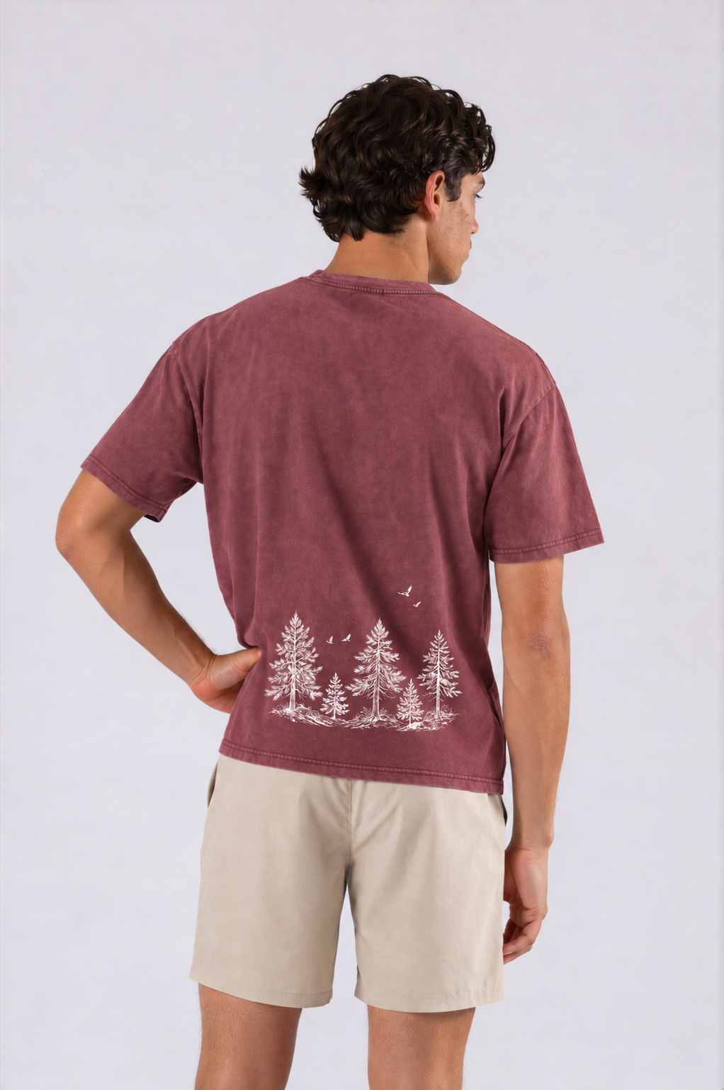 Pine Tree Thick Oversized Tee - Red - back - m