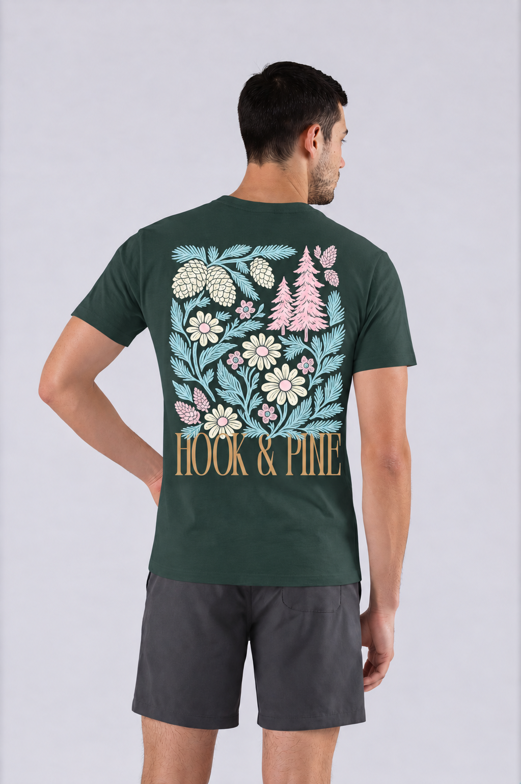 Floral Tee - Vintage Green - back