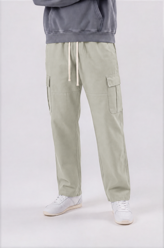 Men's Straight-Leg Cargo Pants - Light Gray - front detail - m