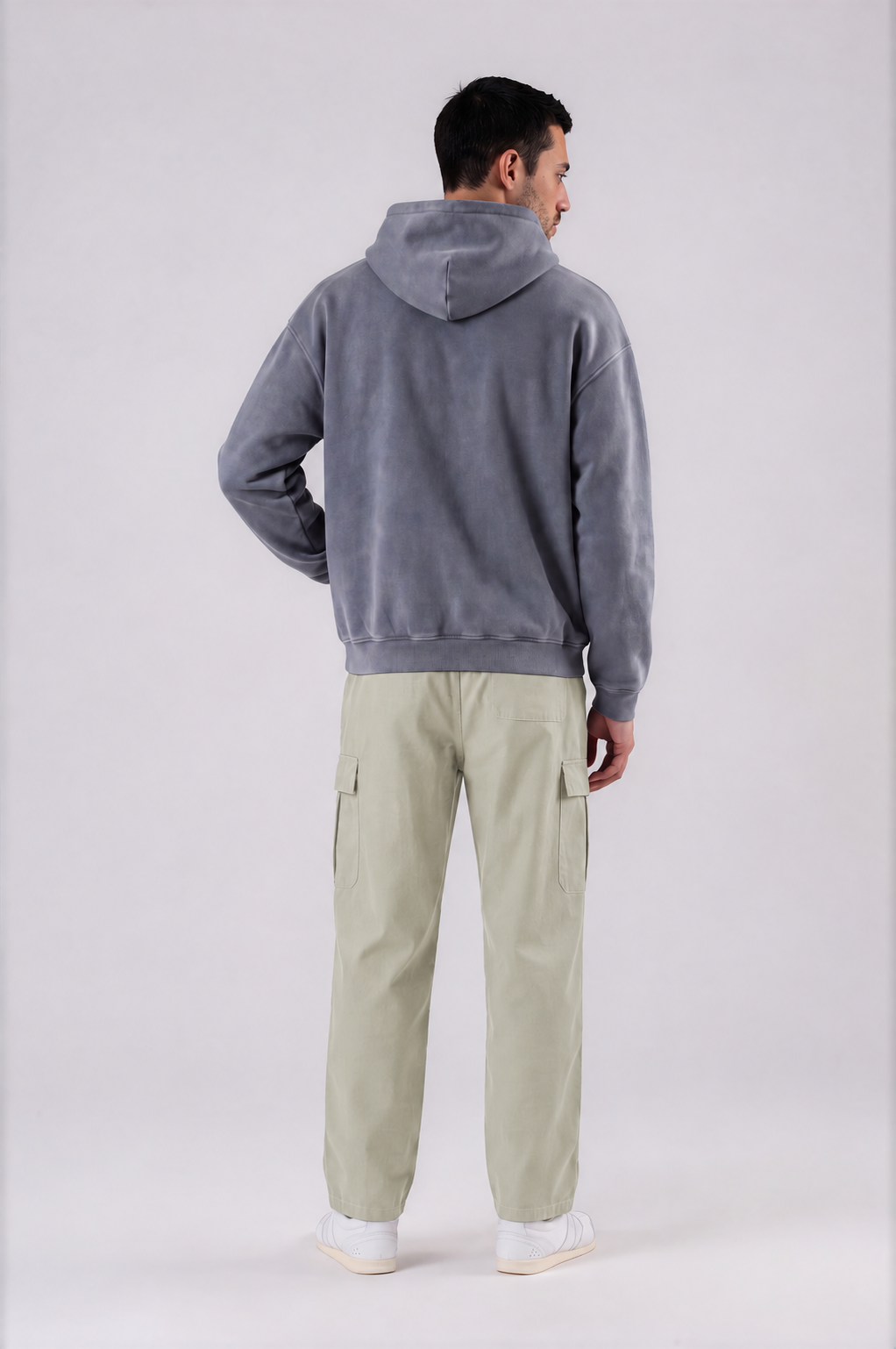 Men's Straight-Leg Cargo Pants - Light Gray - back - m