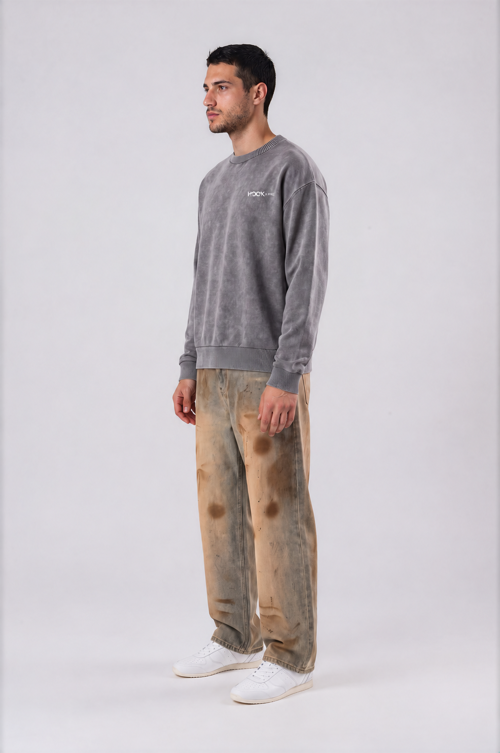 Men's Oversized Lightweight Sweater - Gray - side - m