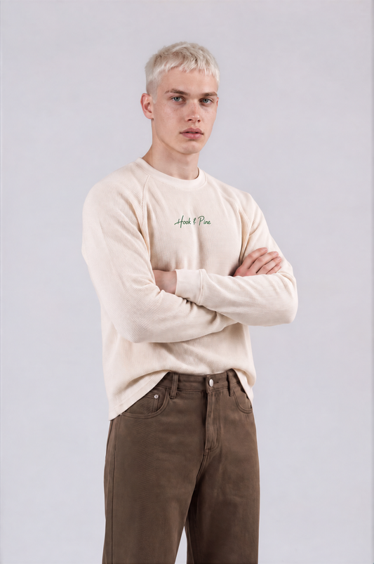 Vintage Boxy Waffle Tee - Light Apricot - front