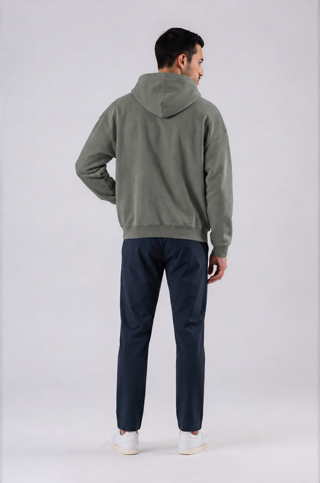 Logo Sleeve Oversized Hoodie - Gray - back - m