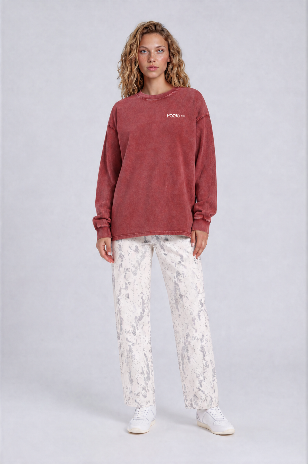 Toucan Oversized Long Sleeve Tee - Red - front