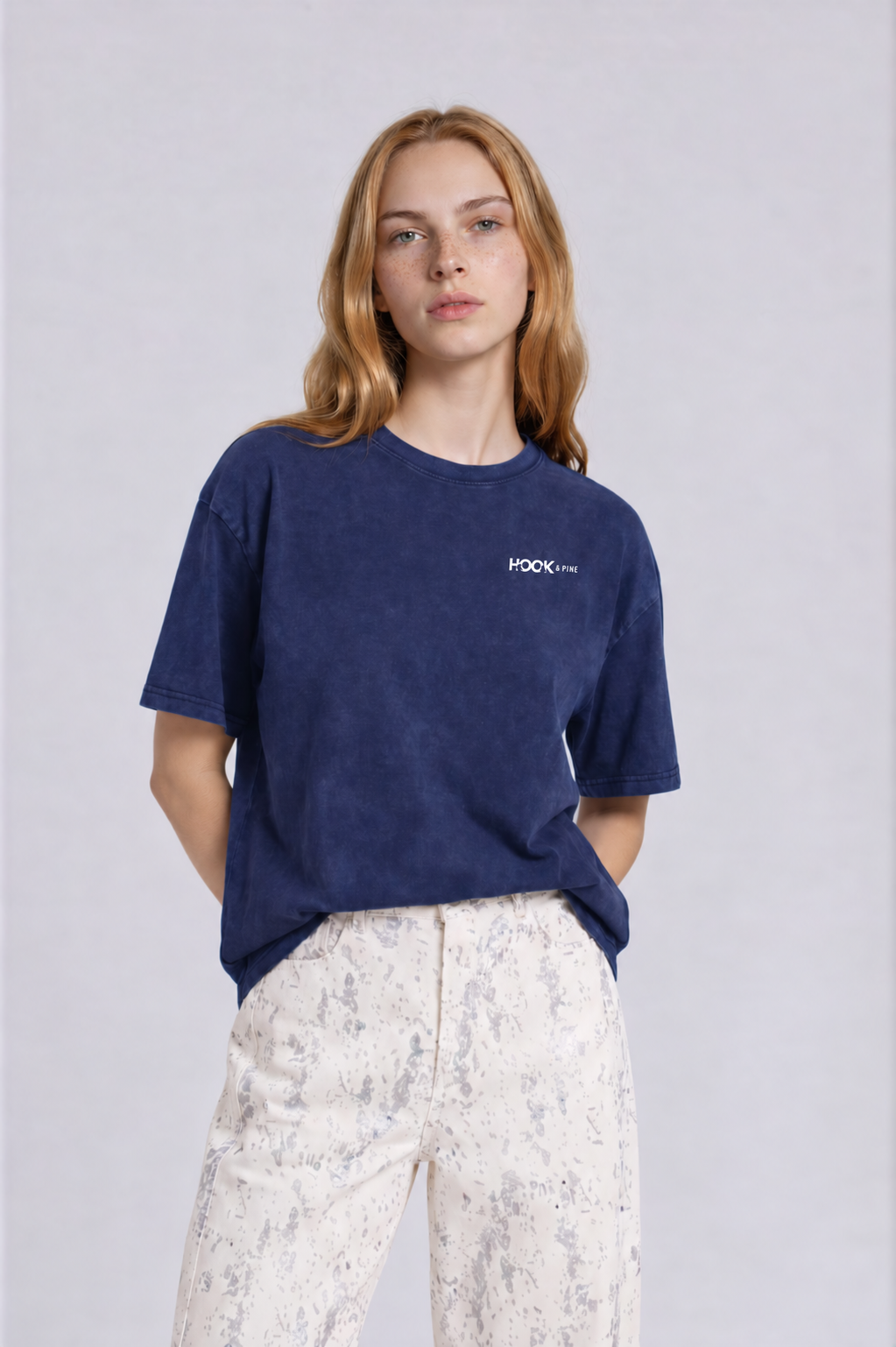 Pine Tree Thick Oversized Tee - Royal Blue - front - w