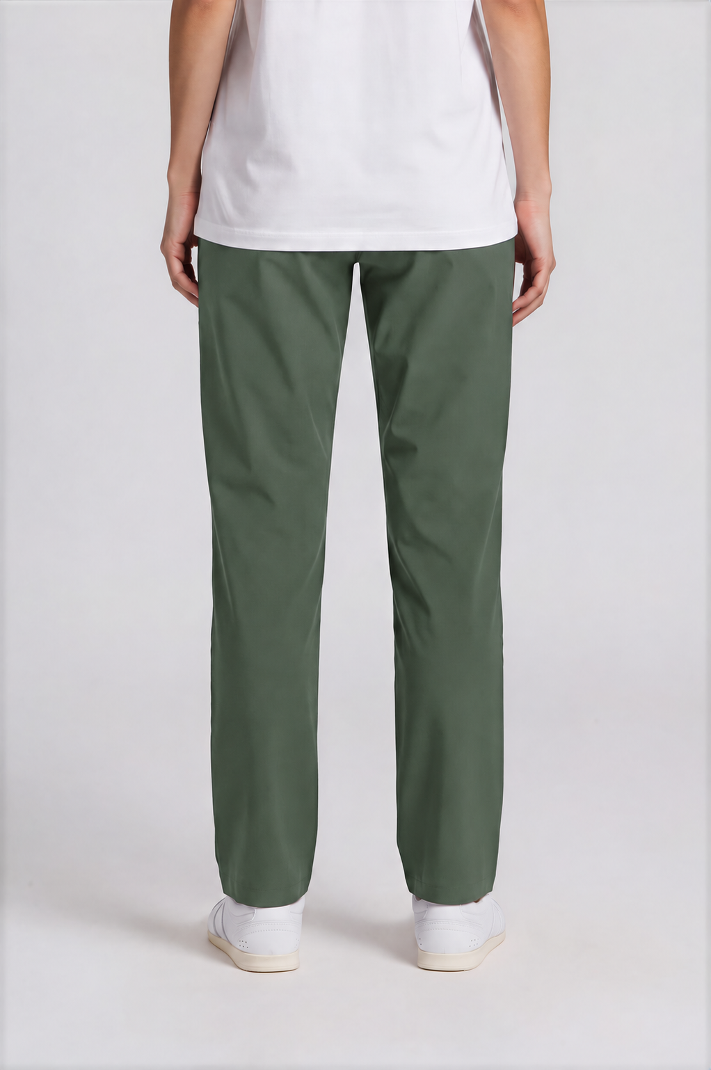 Lightweight Tapered Track Pants - Army Green - front detail