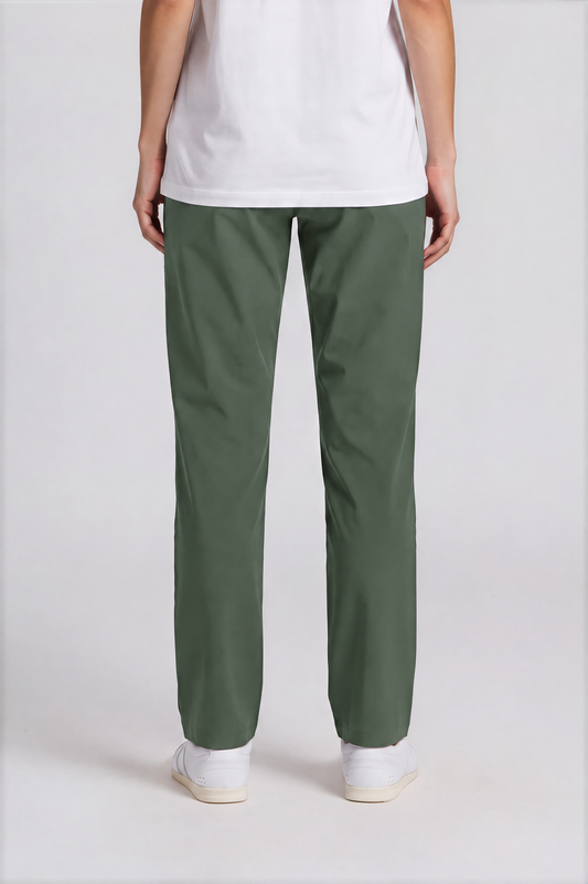 Lightweight Tapered Track Pants - Army Green - front detail