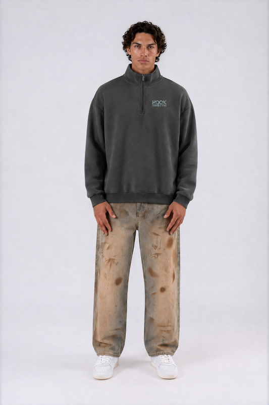 Vintage Wash Fleece Sweatshirt - Black - front