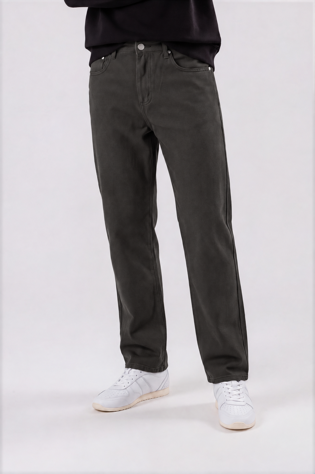 Men’s Vintage Wash Straight Leg Jeans - Dark Gray - detail