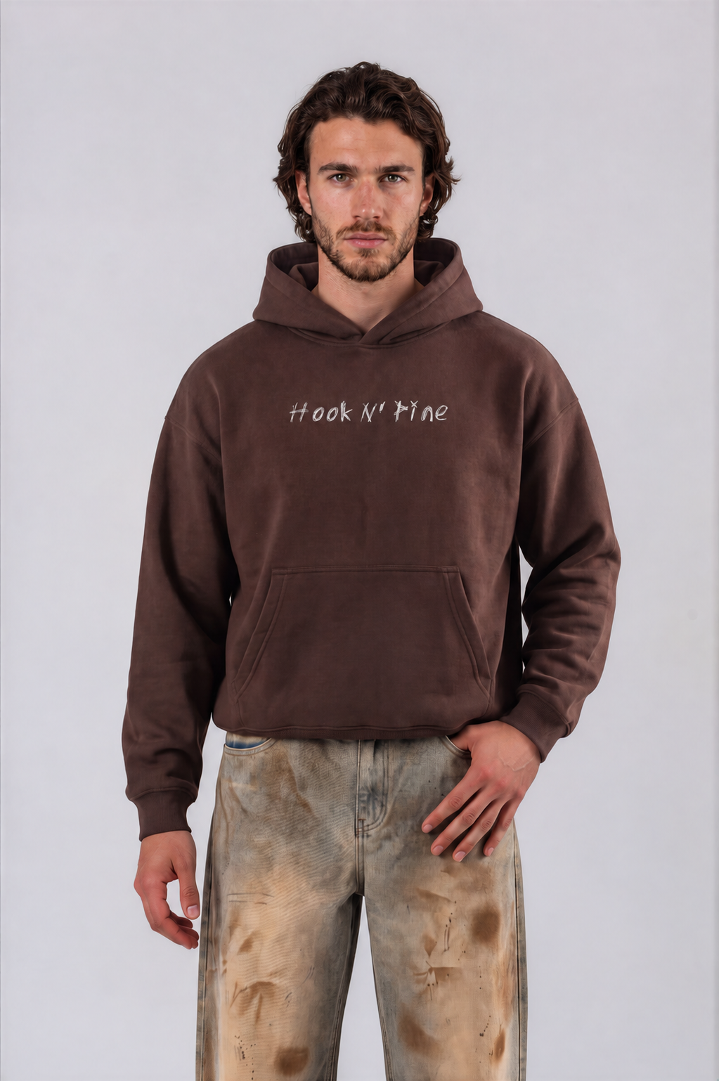 Spooky Logo Oversized Boxy Hoodie - Coffee - front - m