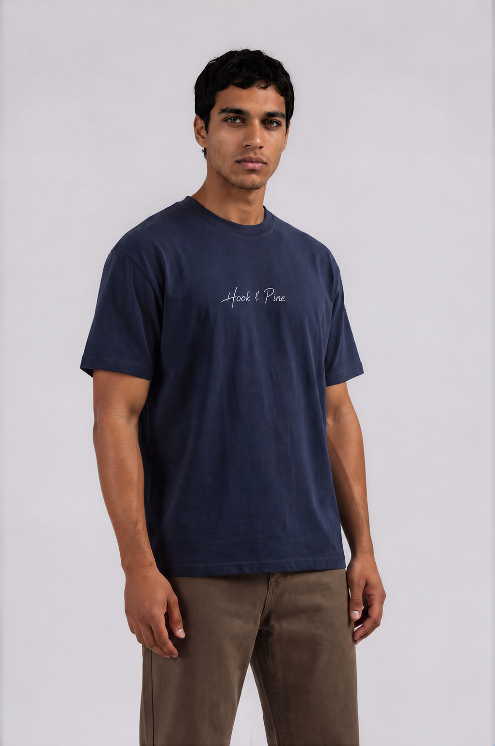 Lightweight Cotton Classic Fit Tee - Navy Blue - front - m
