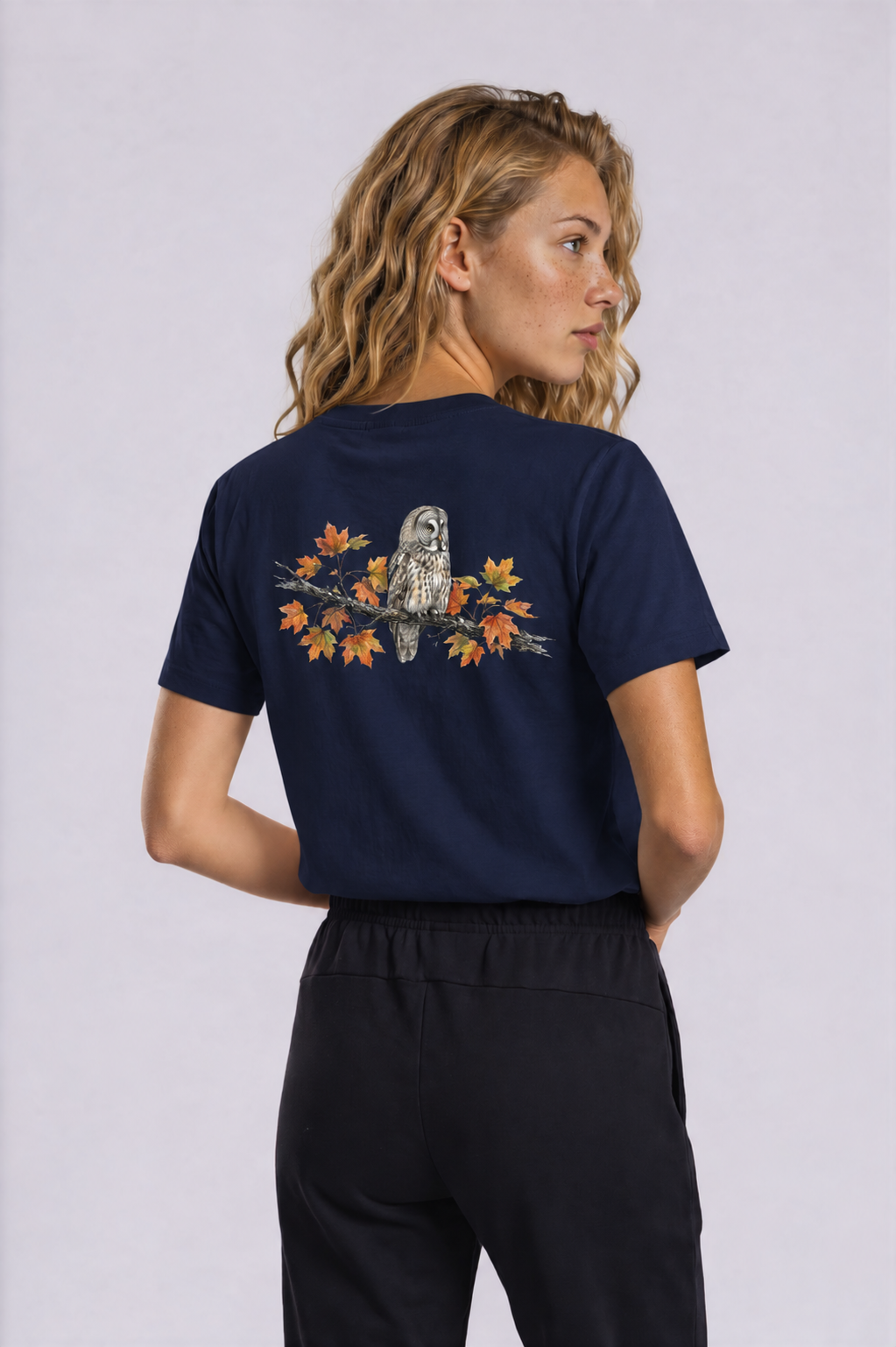 Great Grey Owl Tee - Royal Blue - back - w