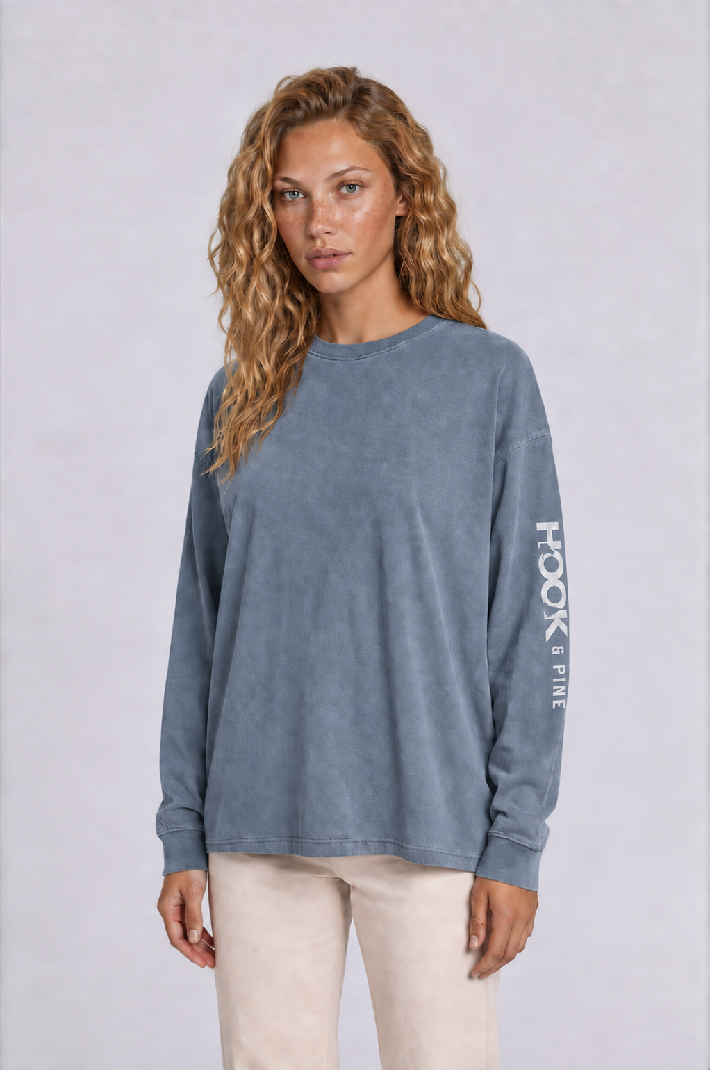 Leaf Vintage Tee - Gray Blue - front