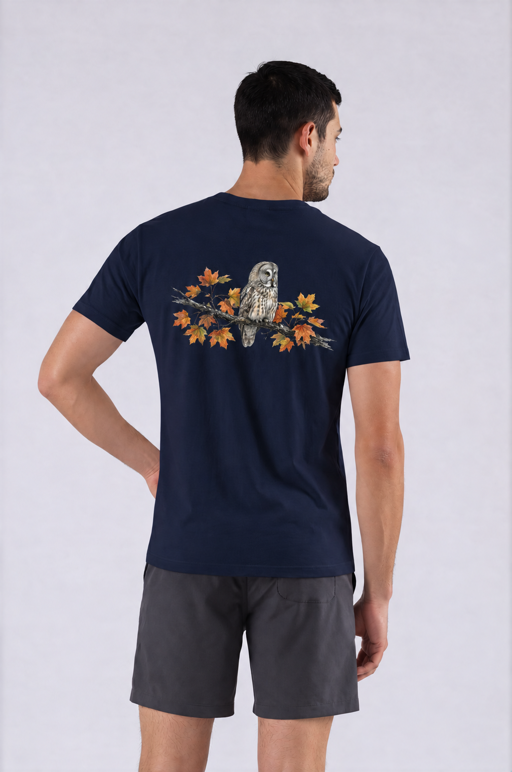 Great Grey Owl Tee - Royal Blue - back - m