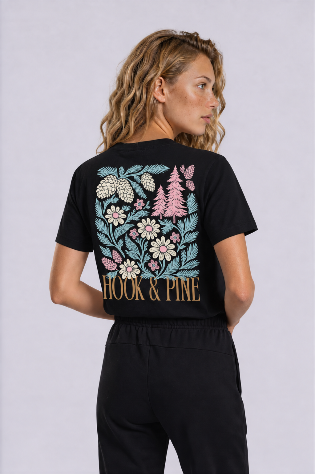 Floral Tee - Black - back