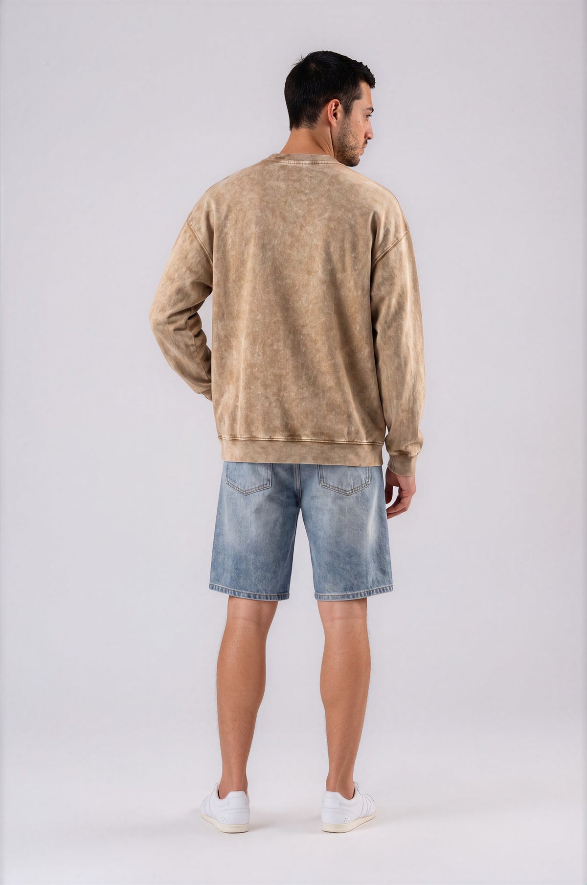 Men's Vintage Wash Denim Shorts - Blue - back - m