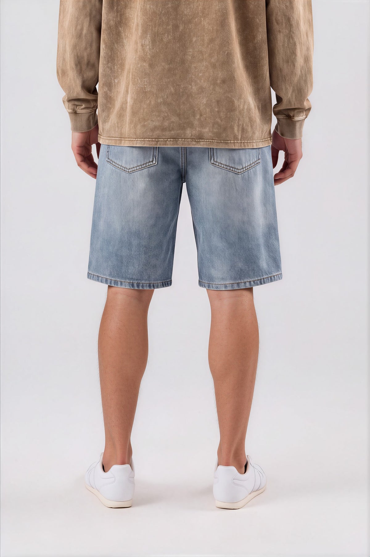 Men's Vintage Wash Denim Shorts - Blue - back detail