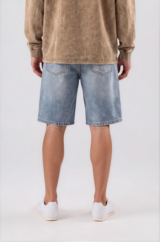 Men's Vintage Wash Denim Shorts - Blue - back detail